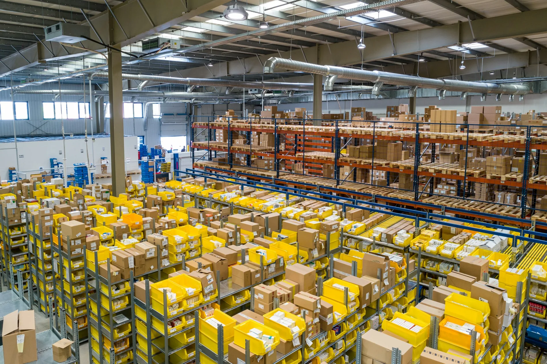 Storage and logistics infrastructure inside a warehouse